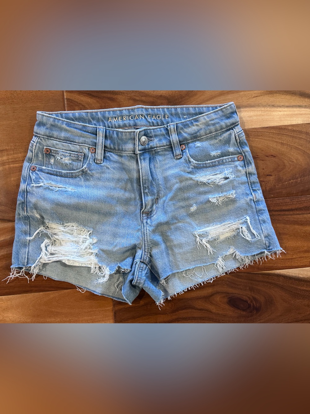 American Eagle Outfitters Light Blue Distressed Denim Shorts Size 00